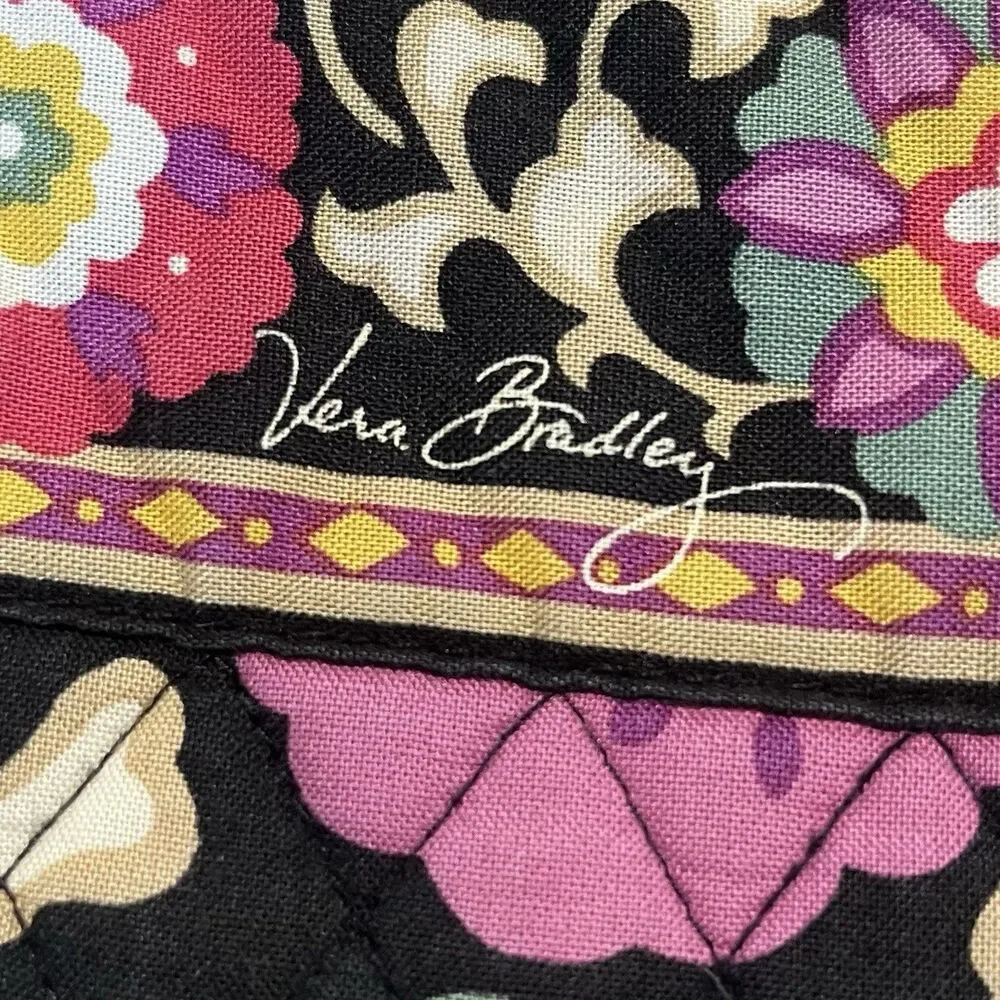 Vera Bradley Retired Suzani Floral Quilted Backpack Black Geometric Bag School